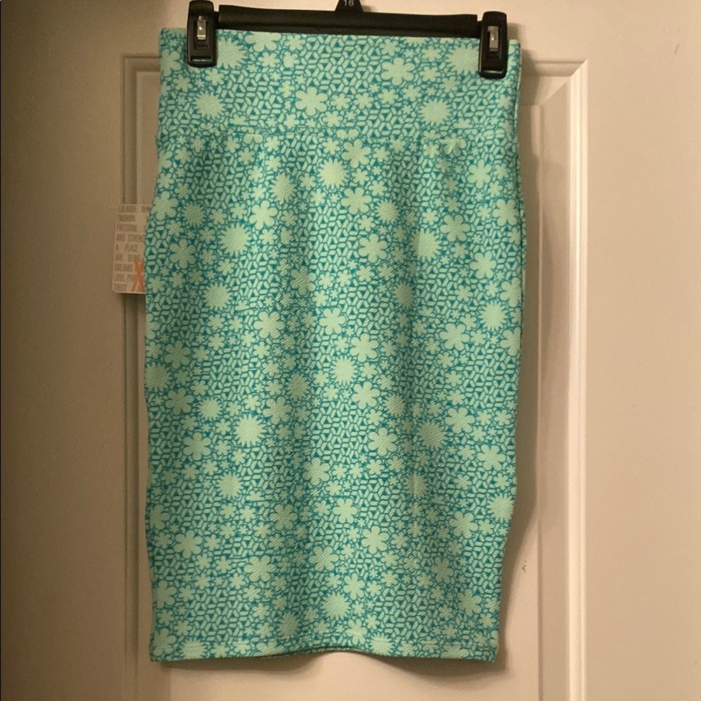 LulaRoe Floral Patterned Aqua Pencil Skirt